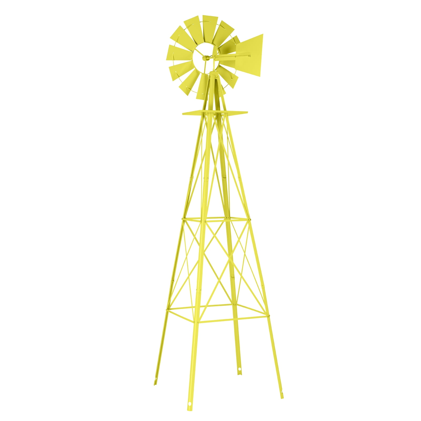 8FT Weather Resistant Yard Garden Windmill Weather Resistant, Ball Bearing for Quiet Operation, for Lawn,Garden, Yellow