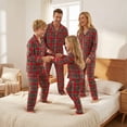 thumbnail image 2 of Family Matching Pajamas Set Plaid Print Long Sleeve Tops Pants Holiday Sleepwear Dad Mom PJs, 2 of 10