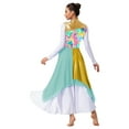 thumbnail image 2 of YiZYiF Women Print Sleeveless Liturgical Praise Dance Worship Tunic Chiffon Asymmetrical Dress Yellow L, 2 of 7
