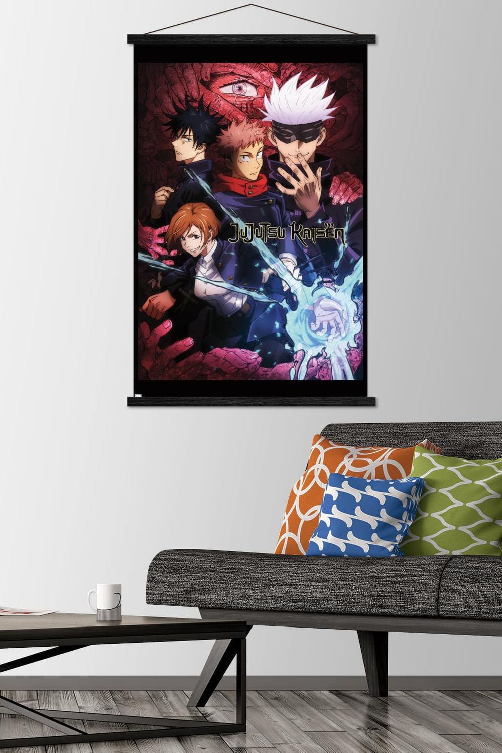 Jujutsu Kaisen – One Sheet 22.375" x 34" Wall Poster with Beechwood Magnetic Frame, by Trends International