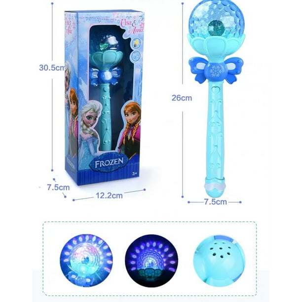 Disney Frozen Elsa princesa dibujos animados palo mágico varita de hada juguete eléctrico con luz de sonido juguete de simulación caja de regalo de cumpleaños para niñas oso de fresa Electrónica