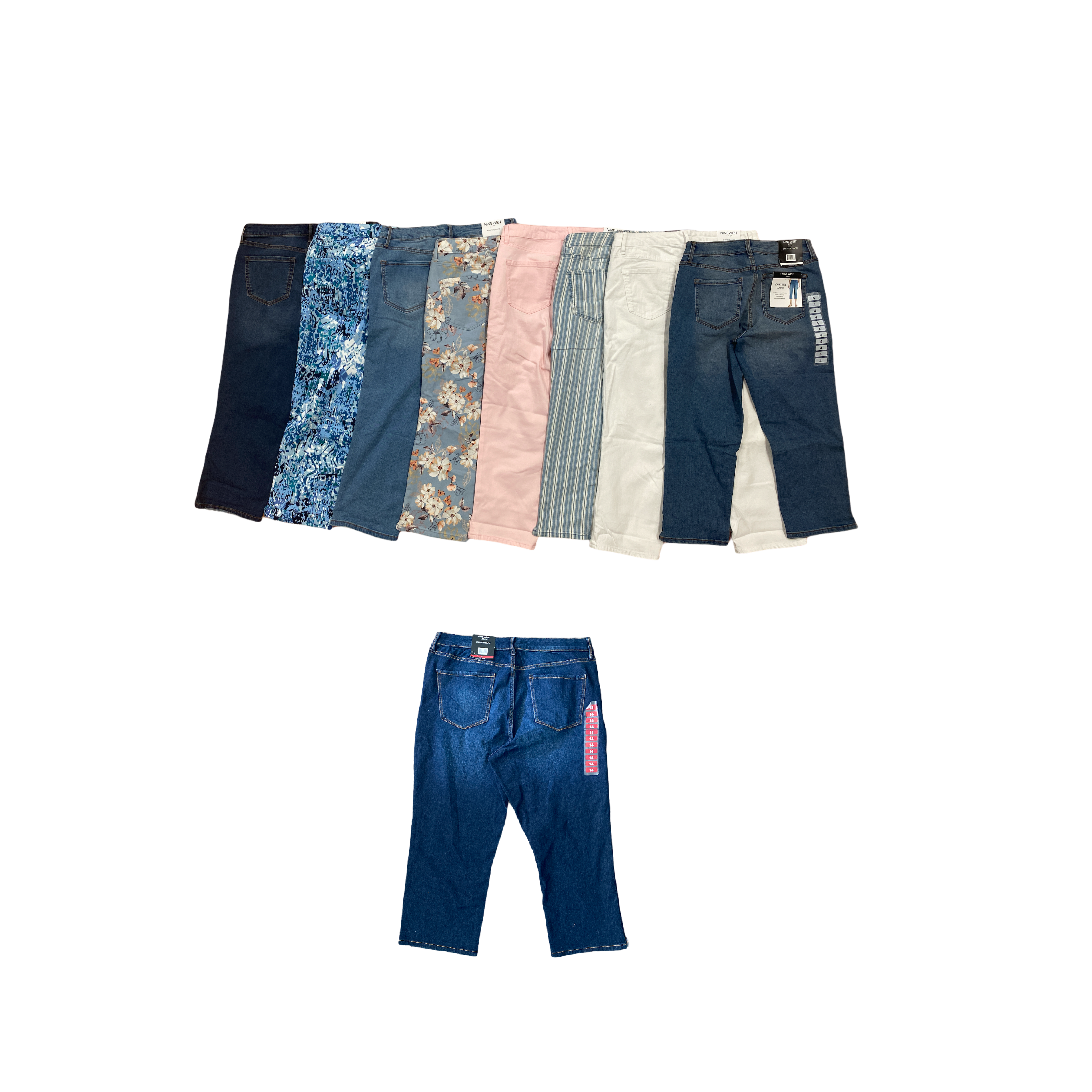 Nine West Women's Stretch Relaxed Leg Chrystie Capri Pants (Denim Blue  Print, 6) - Walmart.com