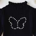 thumbnail image 4 of WAVSUF Kids Girls Knitted Sweater, Ruffle Mock Neck Long Sleeve Soft Comfort Winter Base Casual Undershirts Black 2, 4 of 6