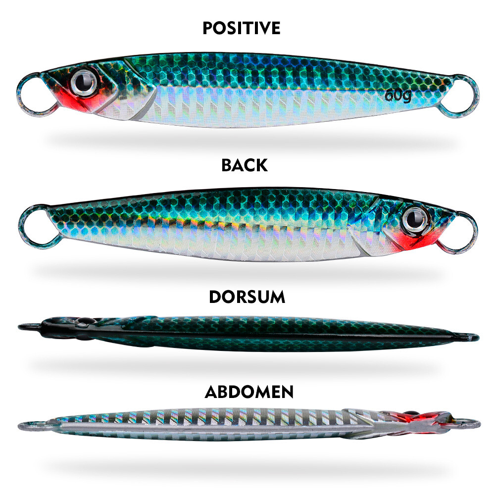 5pcs Metal Jig Spoon Fishing Lures 3D Print Durable with Hooks Saltwater 17-60g