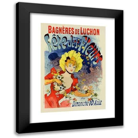Jules Chéret 11x14 Black Modern Framed Museum Art Print Titled - Flower Flowers of Bagneres-De-Luchon (1898)