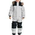 thumbnail image 3 of shoper Snow Suit Toddler Boy Winter Coat and Snow Pants Set Windproof Ski Suit Winter Outfits for Toddler Boys Light Gray 110, 3 of 10
