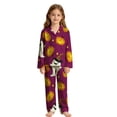 thumbnail image 4 of CUZIBR Girls Halloween Pajamas Sets Pumpkin Ghost Witch Hat Full Print Long Sleeve Lapel Button Top And Pants Soft Sleepwear Two Piece Soft Sleep Cozy Loungewear Nightwear,C-Orange,7-8 Years, 4 of 4