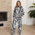 thumbnail image 4 of Yuyamidu Womens Lounge Sets 2 Piece Travel Outfits Soft Comfy Loungewear Matching Sweatsuit Black White Stripe Yoga Volleyball Workout Tracksuits Long Sleeve Sweatshirt Wide Leg Drawstring Sweatpants, 4 of 7