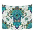 thumbnail image 2 of ABPHQTO Paisley Flores Plumas de pavo real 1 Tapiz Decoración para colgar en la pared Decoración para el hogar Sala de estar Dormitorio 128x150 cm, 2 of 4