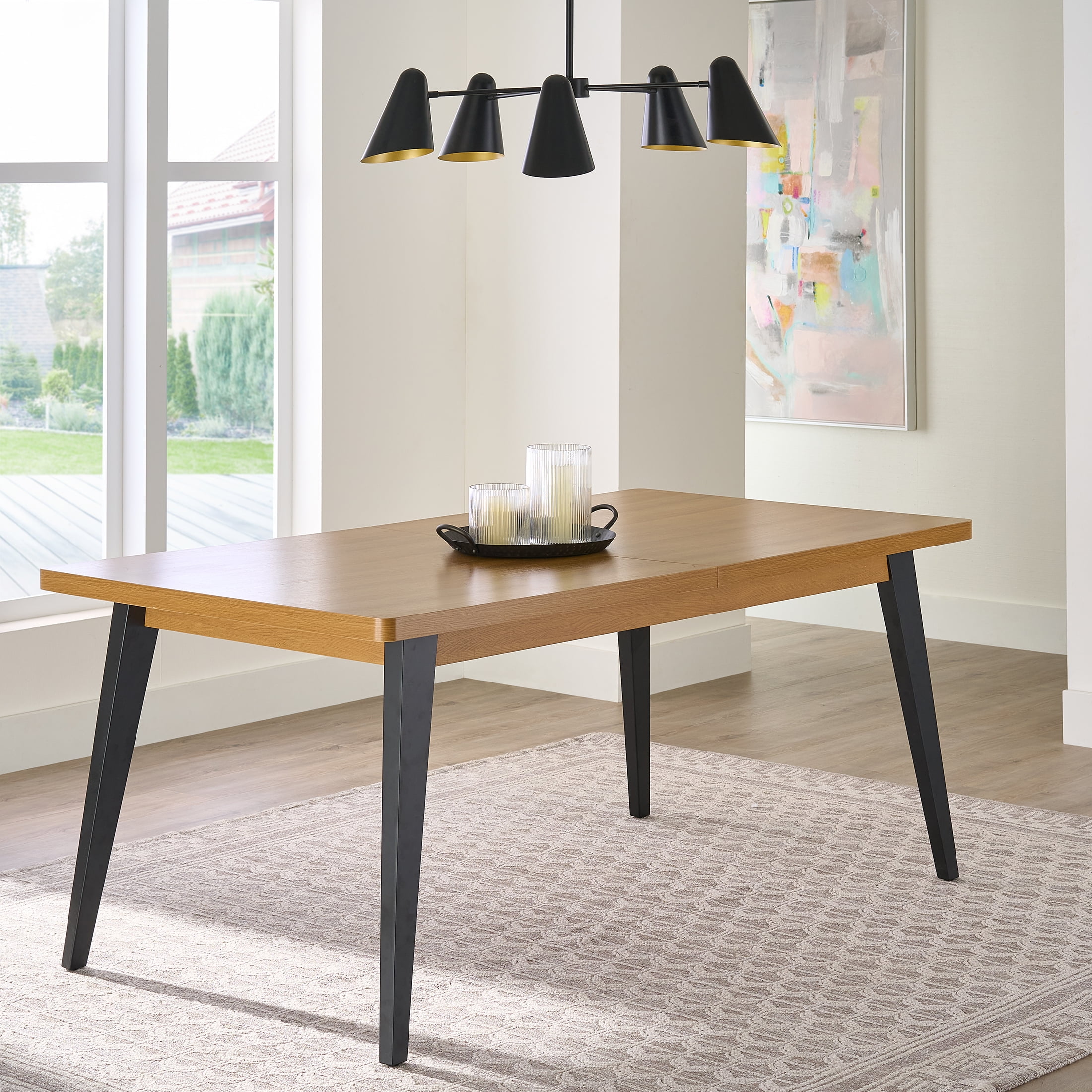 Better Homes & Gardens Nola Extendable Dining Table, Light Honey  Wood Finish