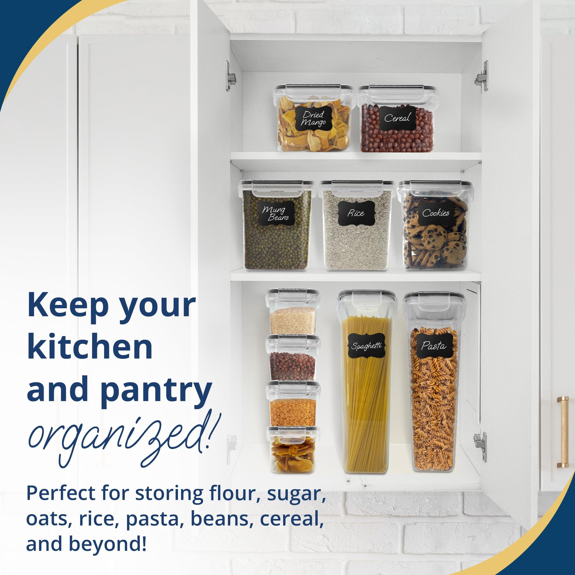 Airtight Food Storage Containers 16 Set BPA-Free Kitchen Pantry Organization