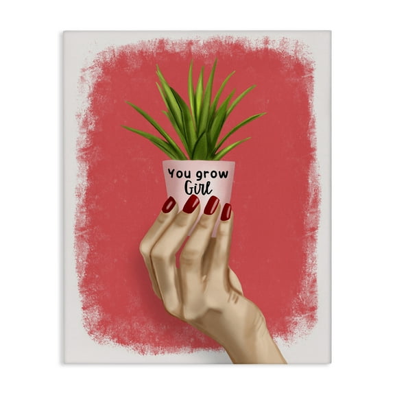 Stupell Industries You Go Girl Plant People Painting Wrapped Canvas Art Print Wall Art, 16 x 20