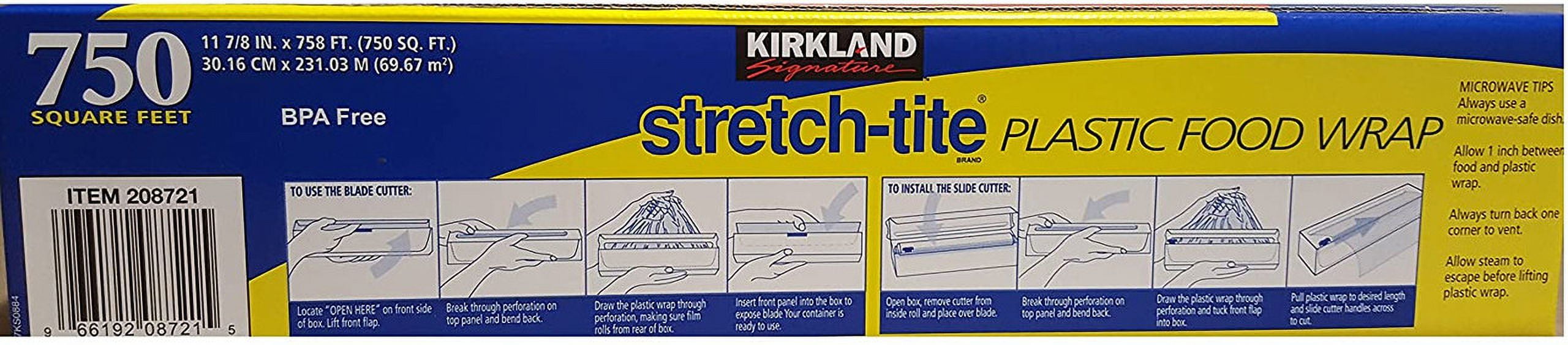 Kirkland Signature Stretch Tite Plastic Food Wrap 11 7/8 Inch X 750 SQ. FT.