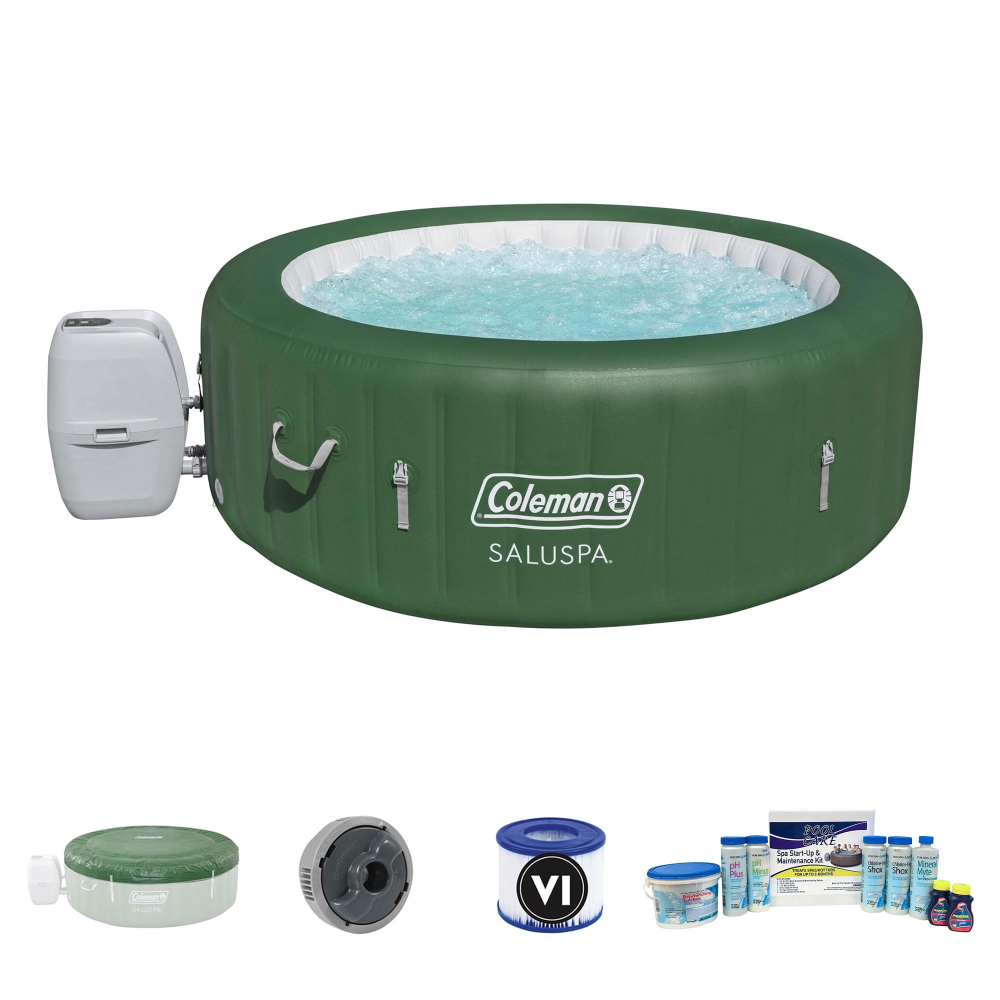 Coleman SaluSpa 6 Person Inflatable Pool Spa & 6 Month Chemical Kit