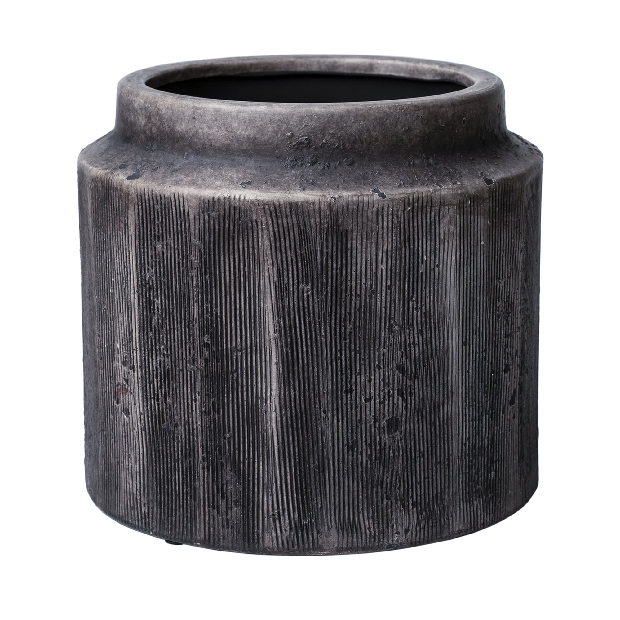 (2 pack) Better Homes & Gardens 8" x 8" x 7.2" Round Black Ceramic Alexander Plant Planter