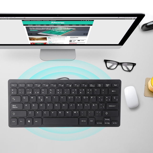 Mini Keyboard,78 Keys Silent Keyboard Wired,Ultra-thin Spanish Keyboard With USB For PC, Desktop ,Plug And Play