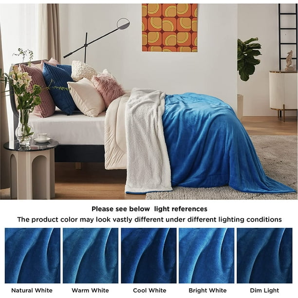 Sherpa Fleece Blankets Twin Size Mediterranian Blue Thick Fuzzy Warm Soft Twin Blanket for Bed 60x80 Inches Walmart