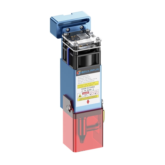 Módulo láser de grabado S10, haz láser de alta densidad de 10 W con asistencia de aire de SCULPFUN Módulo de grabado