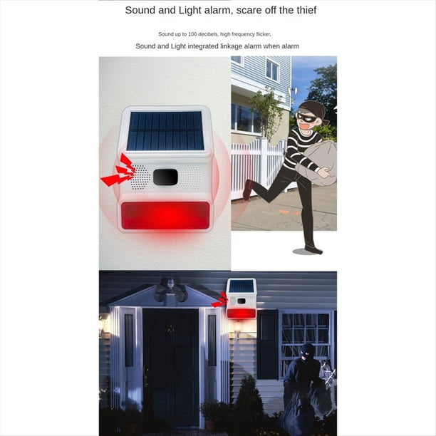 Juego de Luces de Alarma Estroboscópicas Solares Inalámbricas con Sonido Flash y Sirena de Alarma para Exteriores para Alarma Wifi GSM de 433MHz para el Hogar y la Granja