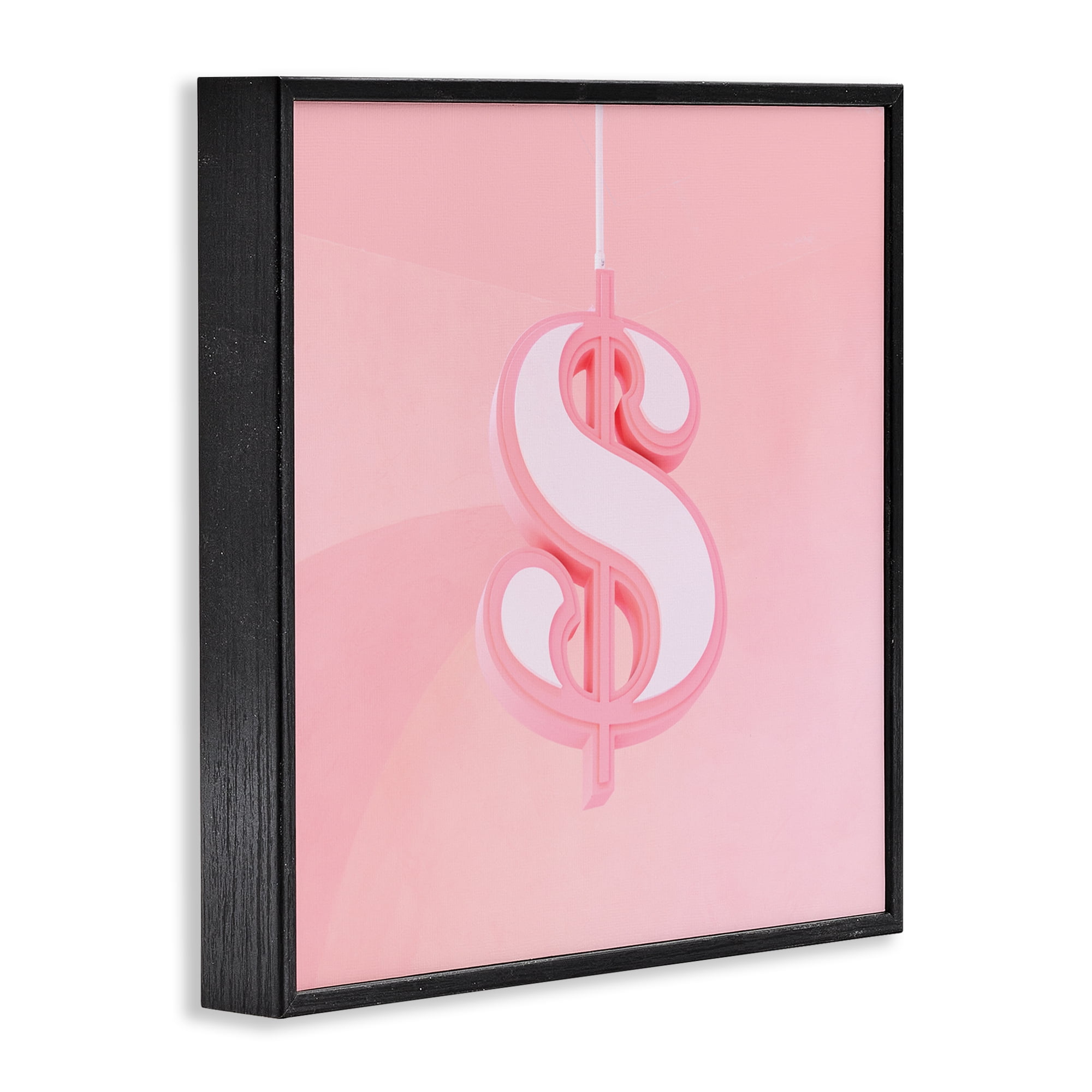 Pink Pastel Dollar Sign Black Framed Giclee Art, design by LISH Creative
