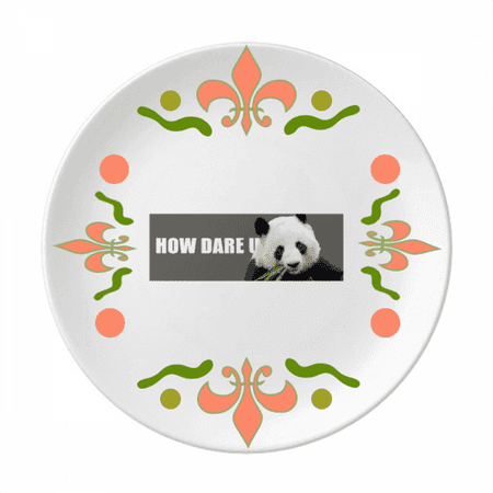 

Threatening Panda Art Deco Fashion Flower Ceramics Plate Tableware Dinner Dish