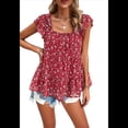 thumbnail image 1 of Blusas Tipo Túnica de Verano para Mujer, Blusas Informales Elegantes, Holgadas, de Corta. Rojo S, 1 of 10
