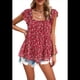 thumbnail image 1 of Blusas Tipo Túnica de Verano para Mujer, Blusas Informales Elegantes, Holgadas, de Corta. Rojo L, 1 of 10