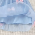 thumbnail image 5 of IWEMEK Flower Girls Dress V-Back Satin Ball Gown Bowknot Sleeveless Ruffle Tulle Pageant Dresses Blue Size 5-6T, 5 of 8