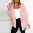 thumbnail image 2 of IROINNID Women's Cardigan Coat Shearling Coat Solid Color Long Sleeve Leisure Autumn/Winter Cardigan Plush Jacket Tops, Pink, 2 of 6