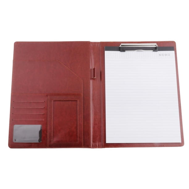 Cuero de Archivo de oficina apilable Bandeja de Estuche Organizador de de archivo Soporte para cuaderno Oficina en casa Marron Soledad Portapapeles de almacenamiento de documentos