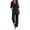 *Black, variant on Women's 2 Piece Cotton-Linen Outfit Set,3/4 Sleeve Tunic Top and Wide Leg Pants for Women,Ladies V-Neck Breathable Loungewear with Pockets,Gray,S-3XL