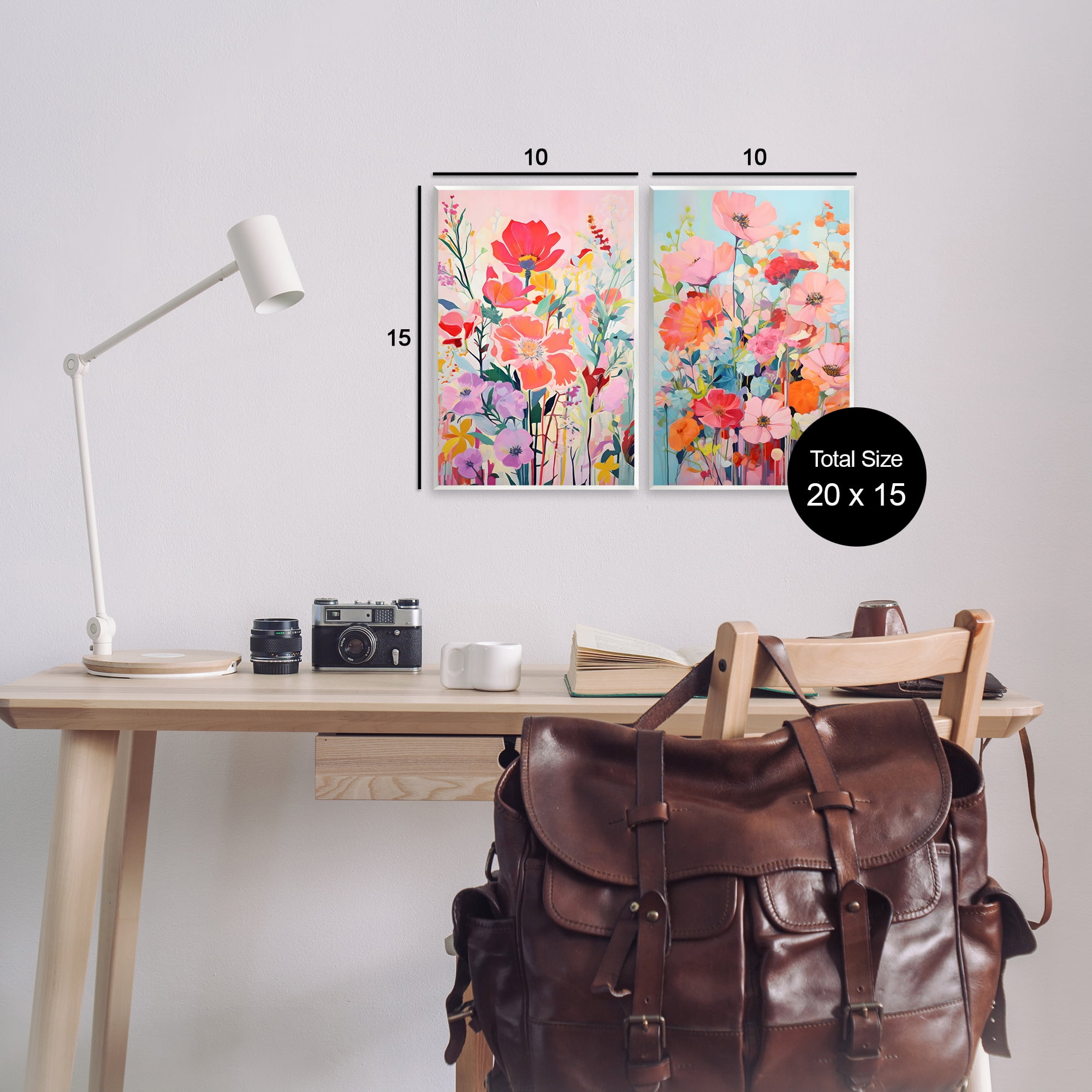 Stupell Industries Bright Contemporary Flowers Plants & Flowers Painting Unframed Art Print Wall Art, 10 x 15, Set of 2