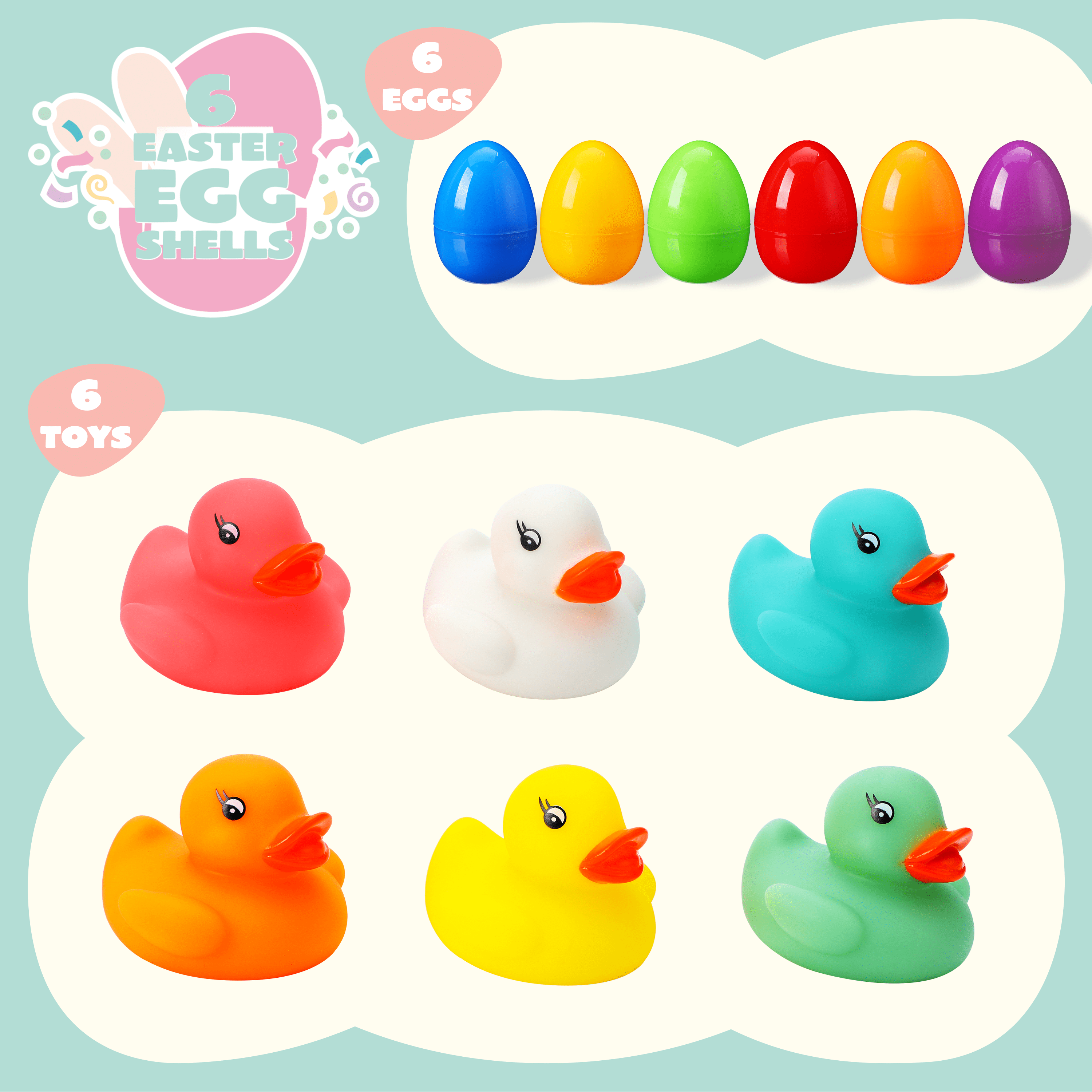 Chennyfun 12 Canards En Caoutchouc Pour œufs De Pâques – Lapin, Grenouille, Tigre – Jouets De Bain – Chasse Aux œufs – Cadeau Fête