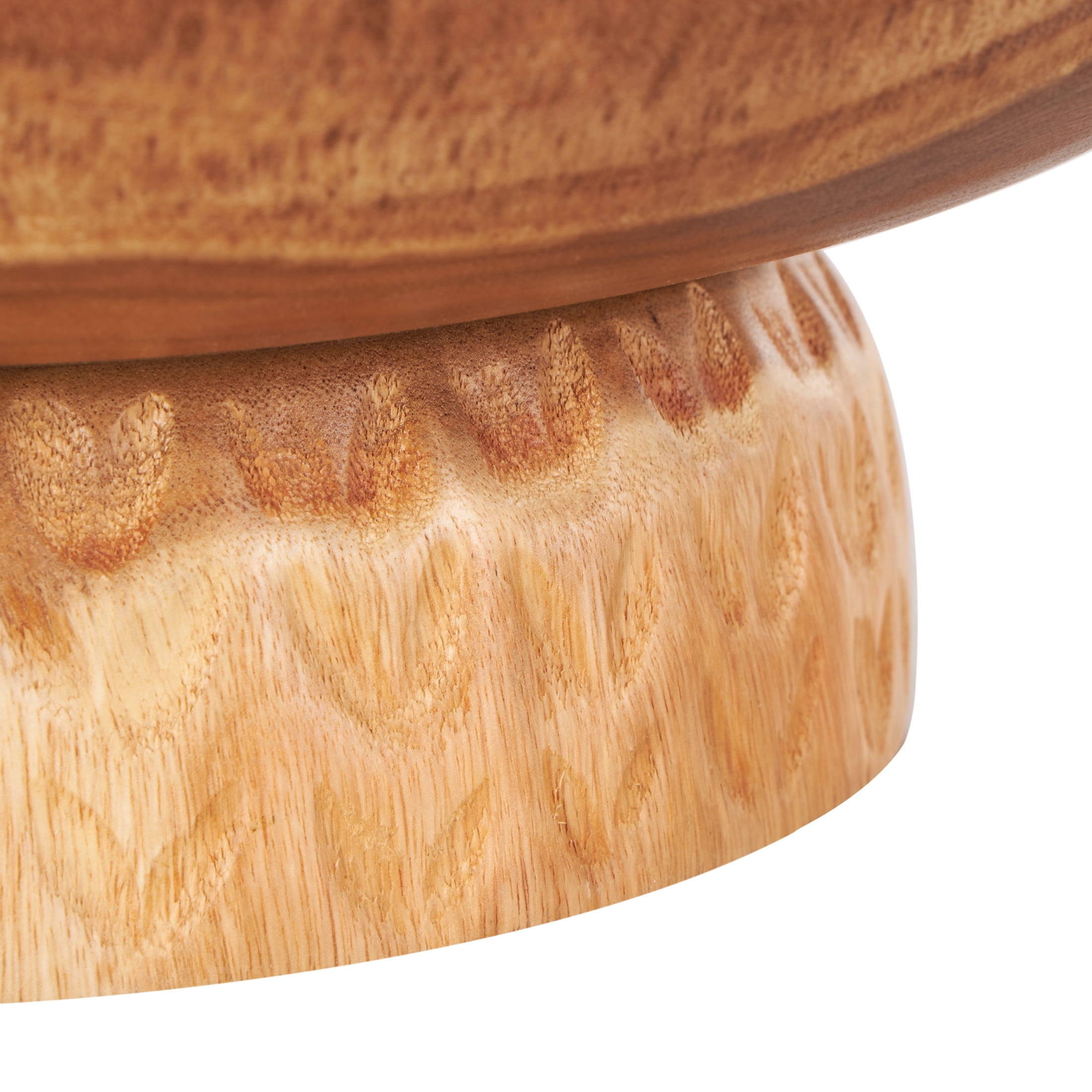 DecMode 17" Handmade Round Brown Teak Wood Decorative Bowl with Elevated Base
