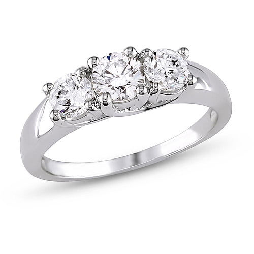 Miabella 1 Carat T.W. Diamond Three-Stone Engagement Ring in 14kt White Gold, IGL Certified by