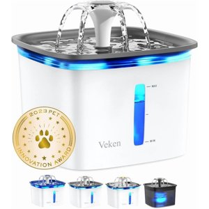 Veken Cat Water Fountain, 95oz, Quiet Dispenser, Grey