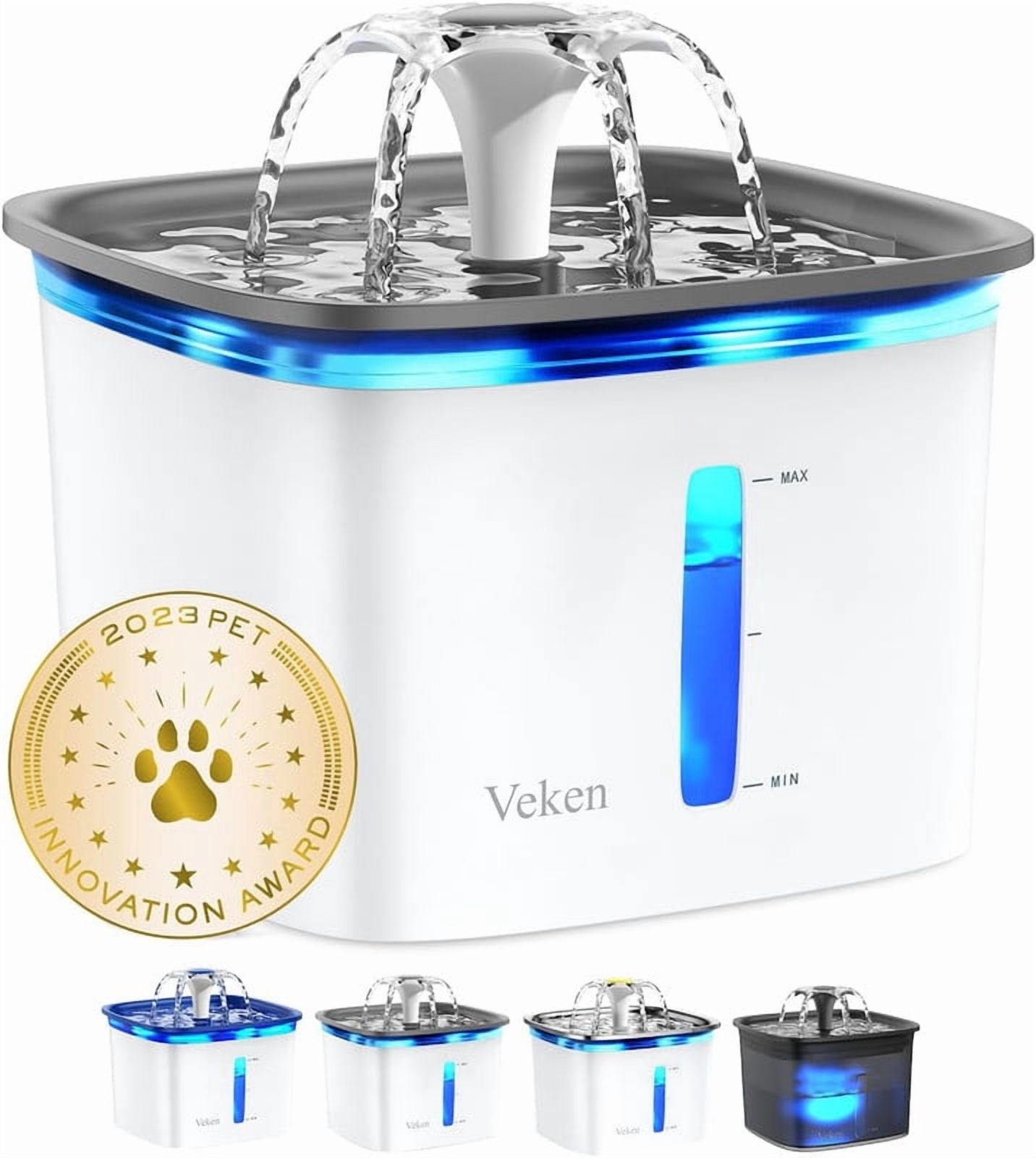 Veken Cat Water Fountain, 95oz, Quiet Dispenser, Grey photo 1