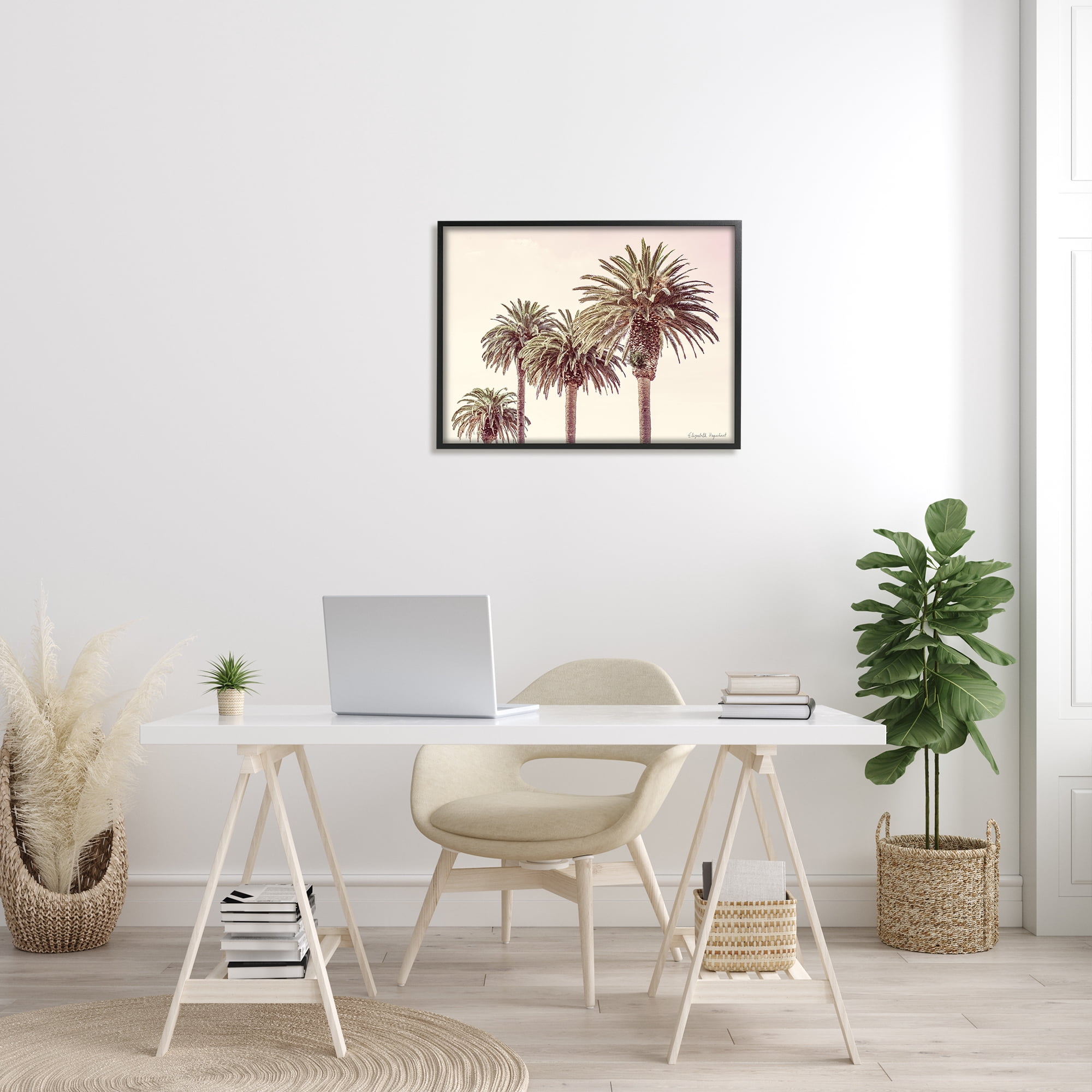 Stupell Industries Tropical Palm Trees Sun Bleached Summer Sky Photography Black Framed Art Print Wall Art, 24x30, by Elizabeth Urquhart