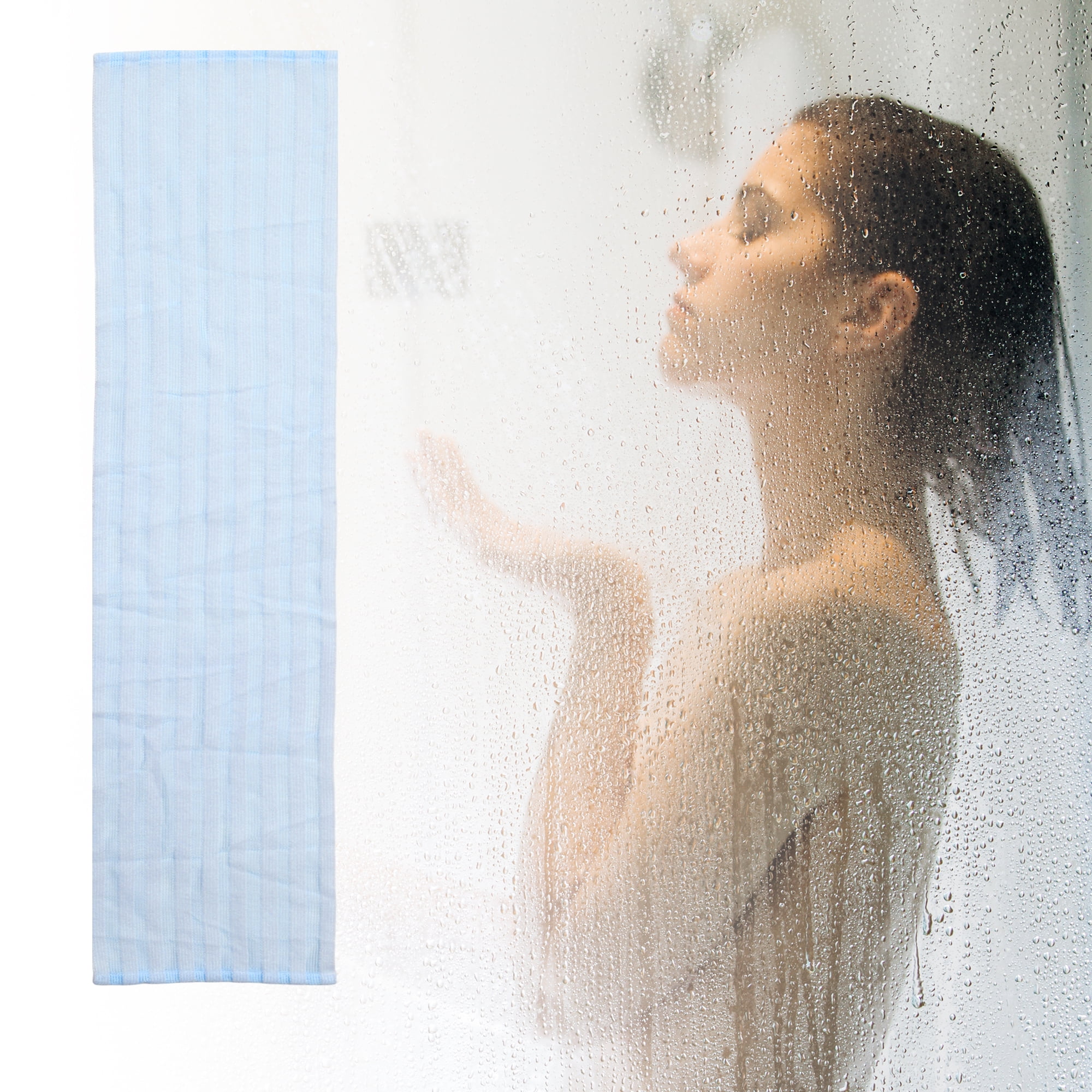Unique Bargains Elasticity Body Scrub Exfoliating Shower Towel 39.37"x9.84" Blue