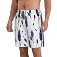 thumbnail image 2 of Kdxio Lavender Flowers Pattern Mens Casual Shorts - Drawstring Summer Beach Sports Shorts for Men, 2 of 9