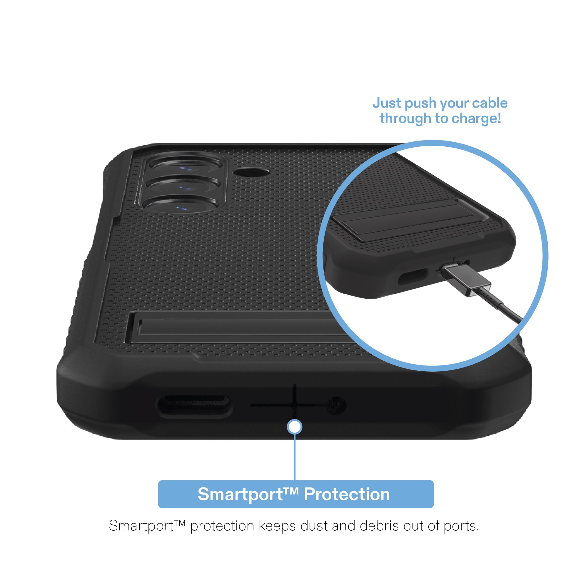 onn Rugged Phone Case with Kickstand for Samsung Galaxy S25+ - Black