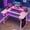 Carbon Fiber Pink, variant on Bestier 51 inch Gaming Desk with LED Lights, U-Shaped Computer Desk with Monitor Stand, Hooks and Cup Holder, Home Office Desk, Carbon Fiber Black