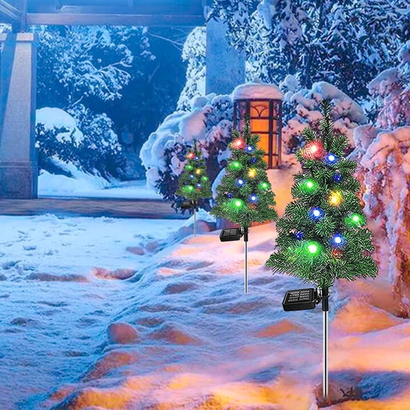 Easy-to-Install Solar Christmas Decoration Light with LED Christmas Tree Plug-In Design for Outdoor Garden,Perfect for Brightening Lawns and Pathways for Holidays B