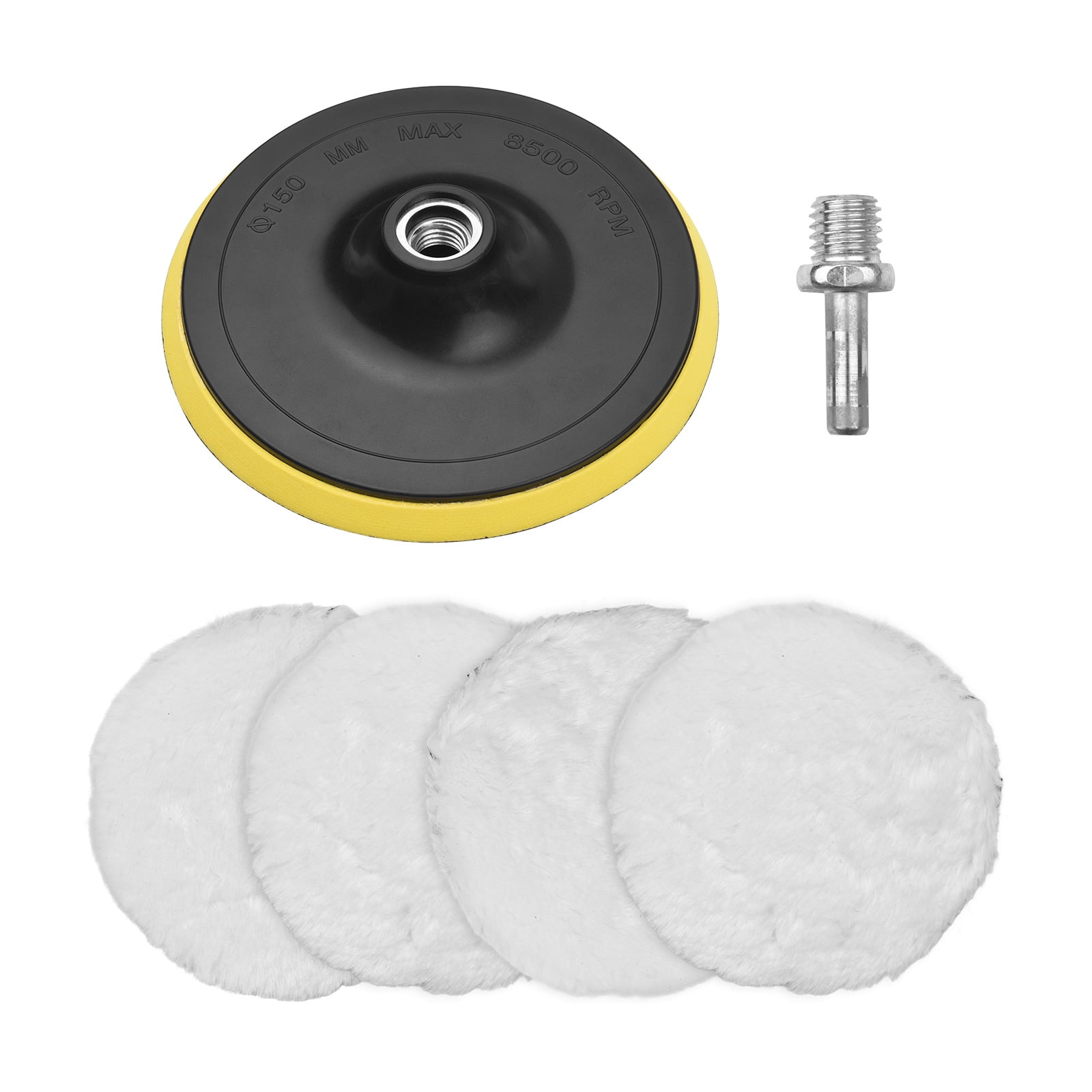 Walmeck Yuclam Wool Polishing Buffing Pad 6 Pcs 6 Inch Polishing Buffing Wheel for Drill Buffer Attachment with M14 Drill Adapter