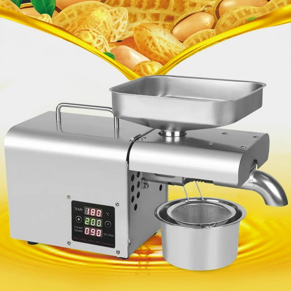 Modern Electric Stainless Steel Automatic Nut Seeds Oil Press Machine Presser Extractor Silver for Home