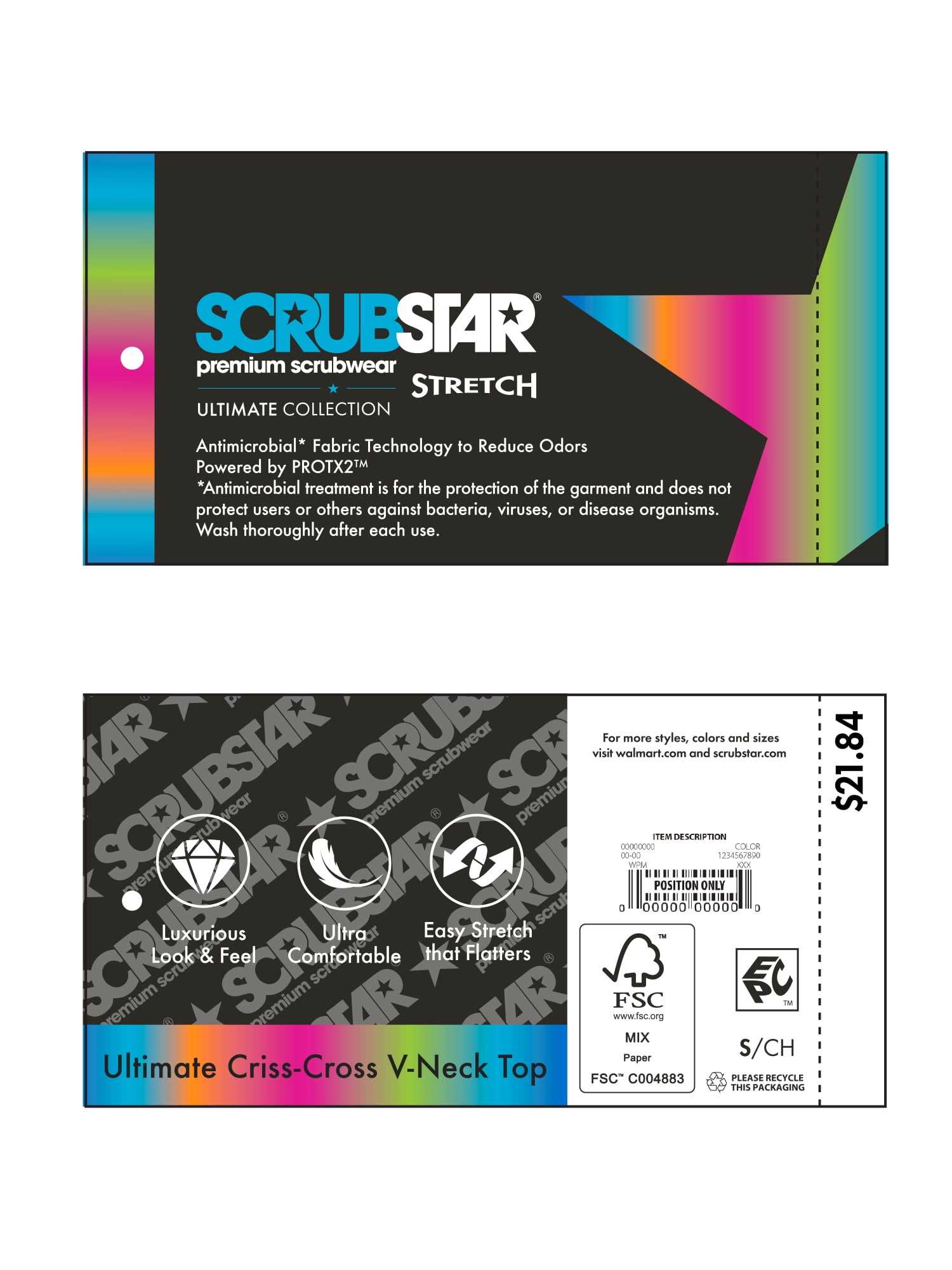 Scrubstar Women's Ultimate Stretch Twill Criss Cross V-Neck Scrub Top WM12T900A