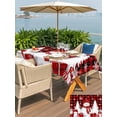 thumbnail image 4 of Outdoor Tablecloth with Umbrella Hole and Zipper, Red Plaid Christmas Rectangle Table Cloth 52x70 Inch Waterproof Tablecloth, Snowman Gifts Xmas Tree Winter Snowflake Picnic Table Cover for Patio, 4 of 7