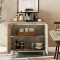 thumbnail image 2 of WAMPAT Modern 3-Compartment Sideboard Buffet Cabinet with Shelves & Doors, Wooden Coffee Bar Storage for Dining Room, Living Room, Hallway,Light Oak - 35.4 Inches, 2 of 7