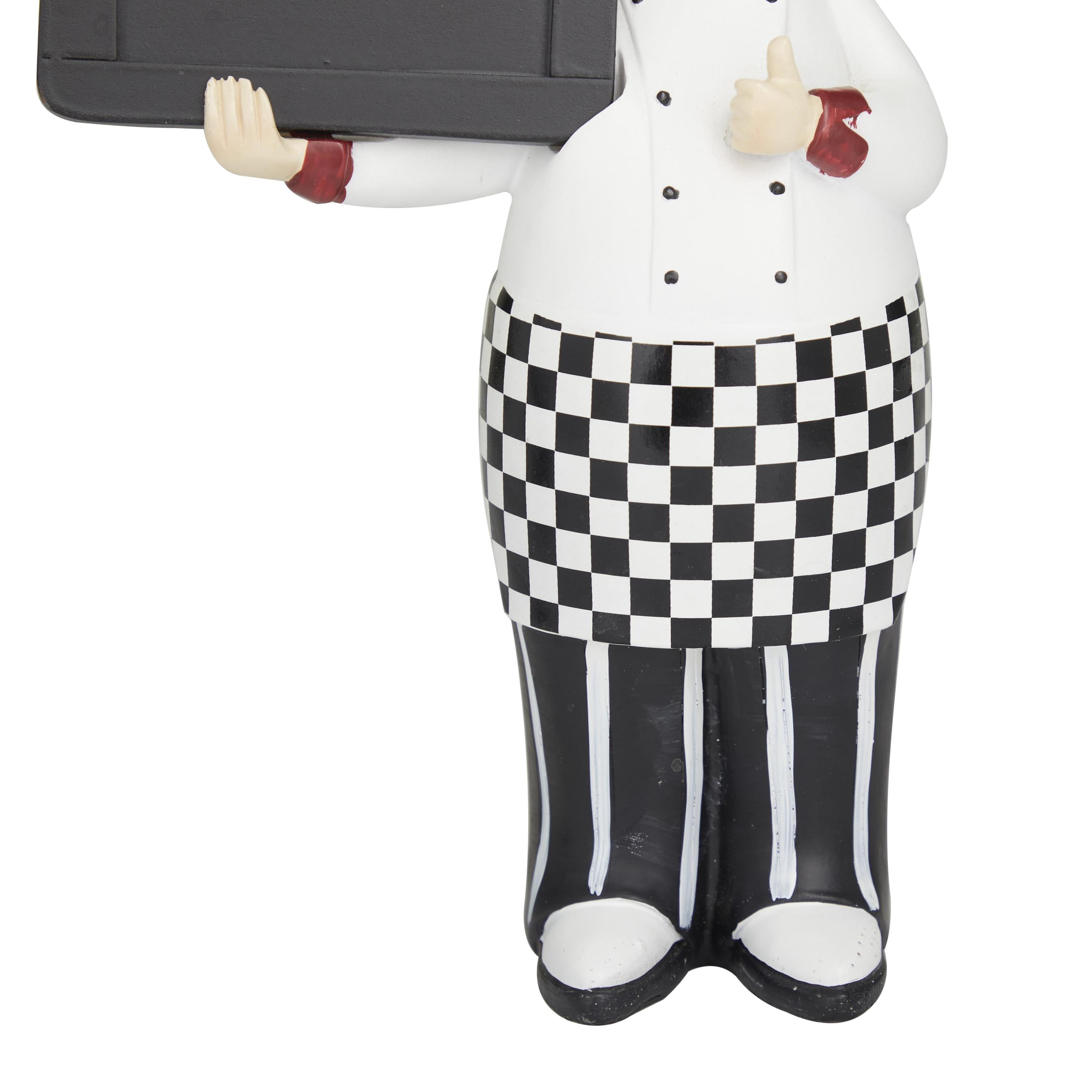 DecMode Polystone Traditional Small-Sized Italian Chef Decorative Sign Set with Rectangular Chalkboards 5"W x 12"H, with Black, White and Blue Finish