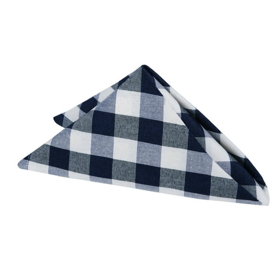 Kate Aurora Living 4 Pack Gingham Plaid Checkered Country Farmhouse Cotton Napkins - Navy Blue
